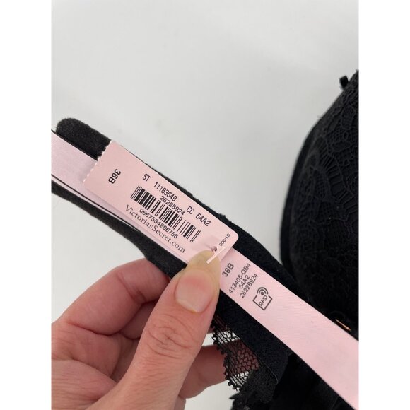 Victoria’s Secret Size 36B Lace Padded Bra Dream Angels Black No-Wire Adjustable - Picture 3 of 5